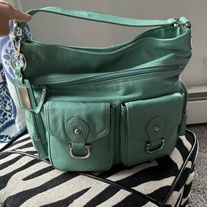Stylish Green Leather Shoulder Bag